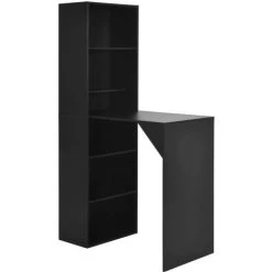 HAPPYSHOPPING Table De Bar Avec Armoire Noir 115 X 59 X 200 Cm