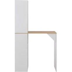 HAPPYSHOPPING Table De Bar Avec Armoire Blanc 115 X 59 X 200 Cm -Table haute et bar Soldes 40562103 3