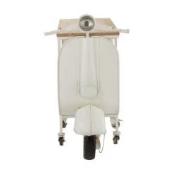 LES TENDANCES Bar Scooter Métal Blanc Et Manguier Massif Clair Nayra -Table haute et bar Soldes 40649652 3