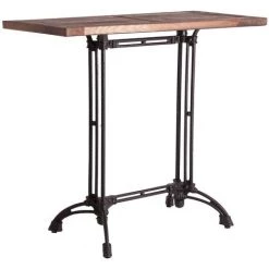 LES TENDANCES Table De Bar Orme Massif Recyclé Foncé Et Pieds Métal Noir Buck 7 LES TENDANCES Table De Bar Orme Massif Recyclé Foncé Et Pieds Métal Noir Buck -Table haute et bar Soldes 40682091 2
