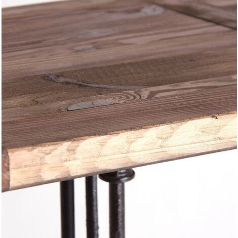 LES TENDANCES Table De Bar Orme Massif Recyclé Foncé Et Pieds Métal Noir Buck 6 LES TENDANCES Table De Bar Orme Massif Recyclé Foncé Et Pieds Métal Noir Buck – Image 4