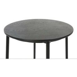 LES TENDANCES Table Haute Ronde Bois Massif Et Pieds Métal Noir Lava 70 Cm -Table haute et bar Soldes 40716178 2