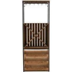 LES TENDANCES Armoire Bar Bois Massif Foncé Et Pieds Métal Noir Corai L 60 Cm -Table haute et bar Soldes 40717251 4