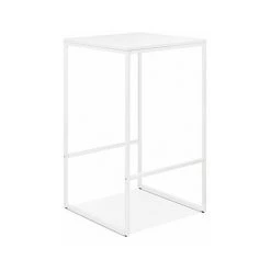 M&S Table De Bar Carrée 60x102 Cm En Bois Et Métal Blanc