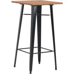 HAPPYSHOPPING Mobilier De Bar 3 Pcs Acier Noir Et Marron -Table haute et bar Soldes 41372515 2
