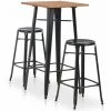 HAPPYSHOPPING Mobilier De Bar 3 Pcs Acier Noir 1 HAPPYSHOPPING Mobilier De Bar 3 Pcs Acier Noir -Table haute et bar Soldes 41372516 1