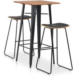 HAPPYSHOPPING Mobilier De Bar 3 Pcs Acier Noir