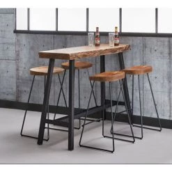 INSIDE75 Table De Bar EDGE 125cm En Acacia Massif - Natural -Table haute et bar Soldes 41425685 3