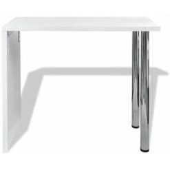 HAPPYSHOPPING Table De Bar MDF Avec 2 Pieds En Acier Haut Brillance Blanc 10 HAPPYSHOPPING Table De Bar MDF Avec 2 Pieds En Acier Haut Brillance Blanc -Table haute et bar Soldes 41836327 4