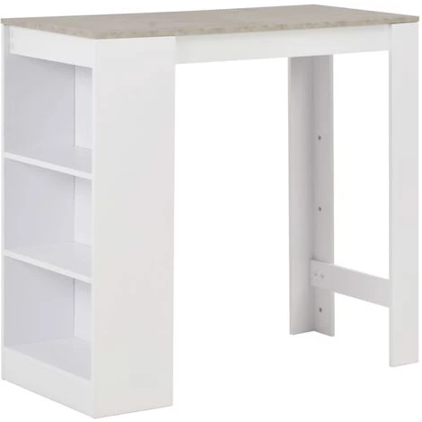 HAPPYSHOPPING Table De Bar Avec Etagere Blanc 110x50x103 Cm 3 HAPPYSHOPPING Table De Bar Avec Etagere Blanc 110x50x103 Cm