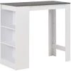 HAPPYSHOPPING Table De Bar Avec Etagere Blanc 110x50x103 Cm
