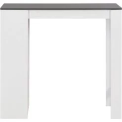 HAPPYSHOPPING Table De Bar Avec Etagere Blanc 110x50x103 Cm -Table haute et bar Soldes 41839781 3