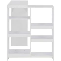 HAPPYSHOPPING Table De Bar Avec Tablette Amovible Blanc 138x39x110 Cm -Table haute et bar Soldes 41839784 5