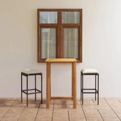 HAPPYSHOPPING Ensemble De Bar De Jardin Avec Coussins 3 Pcs Marron