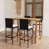 HAPPYSHOPPING Ensemble De Bar De Jardin Avec Coussins 5 Pcs Noir -Table haute et bar Soldes 41850327 1