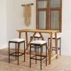 HAPPYSHOPPING Ensemble De Bar De Jardin Avec Coussins 5 Pcs Marron 1 HAPPYSHOPPING Ensemble De Bar De Jardin Avec Coussins 5 Pcs Marron -Table haute et bar Soldes 41850344 1