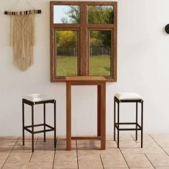 HAPPYSHOPPING Ensemble De Bar De Jardin Avec Coussins 3 Pcs Marron