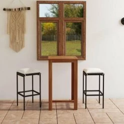 HAPPYSHOPPING Ensemble De Bar De Jardin Avec Coussins 3 Pcs Noir