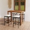 HAPPYSHOPPING Ensemble De Bar De Jardin Avec Coussins 5 Pcs Noir -Table haute et bar Soldes 41850476 1