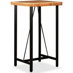 HAPPYSHOPPING Ensemble De Bar 3 Pcs Bois D'acacia Massif Et Cuir Veritable 11 HAPPYSHOPPING Ensemble De Bar 3 Pcs Bois D'acacia Massif Et Cuir Veritable -Table haute et bar Soldes 41956080 5
