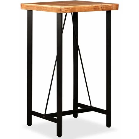 HAPPYSHOPPING Ensemble De Bar 3 Pcs Bois D'acacia Massif Et Cuir Veritable 7 HAPPYSHOPPING Ensemble De Bar 3 Pcs Bois D'acacia Massif Et Cuir Veritable – Image 5