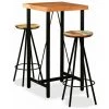 HAPPYSHOPPING Ensemble De Bar 3 Pcs Bois D'acacia Massif Et De Recuperation
