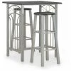 HAPPYSHOPPING Ensemble De Bar 3 Pcs Bois Et Acier Noir -Table haute et bar Soldes 41956516 1