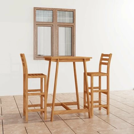 HAPPYSHOPPING Ensemble De Bar D'exterieur 3 Pcs Bois D'acacia Massif 3 HAPPYSHOPPING Ensemble De Bar D'exterieur 3 Pcs Bois D'acacia Massif