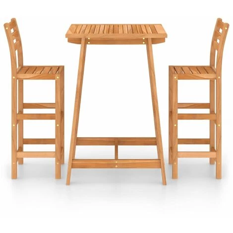 HAPPYSHOPPING Ensemble De Bar D'exterieur 3 Pcs Bois D'acacia Massif 5 HAPPYSHOPPING Ensemble De Bar D'exterieur 3 Pcs Bois D'acacia Massif – Image 3