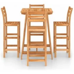 HAPPYSHOPPING Ensemble De Bar D'exterieur 5 Pcs Bois D'acacia Massif -Table haute et bar Soldes 41956943 3