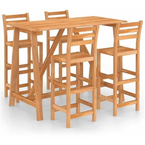 HAPPYSHOPPING Ensemble De Bar D'exterieur 5 Pcs Bois D'acacia Massif 4 HAPPYSHOPPING Ensemble De Bar D'exterieur 5 Pcs Bois D'acacia Massif – Image 2
