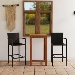 HAPPYSHOPPING Ensemble De Bar De Jardin 3 Pcs Noir