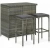 HAPPYSHOPPING Ensemble De Bar 3 Pcs Resine Tressee Gris -Table haute et bar Soldes 41959953 1