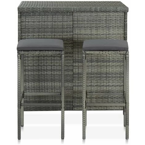 HAPPYSHOPPING Ensemble De Bar 3 Pcs Resine Tressee Gris 5 HAPPYSHOPPING Ensemble De Bar 3 Pcs Resine Tressee Gris – Image 3