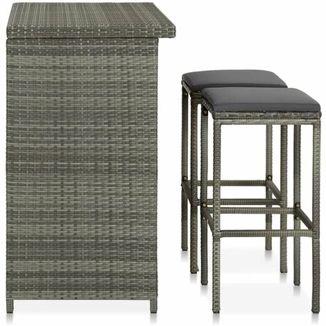 HAPPYSHOPPING Ensemble De Bar 3 Pcs Resine Tressee Gris 6 HAPPYSHOPPING Ensemble De Bar 3 Pcs Resine Tressee Gris – Image 4
