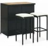 HAPPYSHOPPING Ensemble De Bar 3 Pcs Resine Tressee Noir -Table haute et bar Soldes 41959957 1