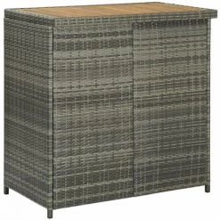 HAPPYSHOPPING Ensemble De Bar 3 Pcs Resine Tressee Gris -Table haute et bar Soldes 41959964 5