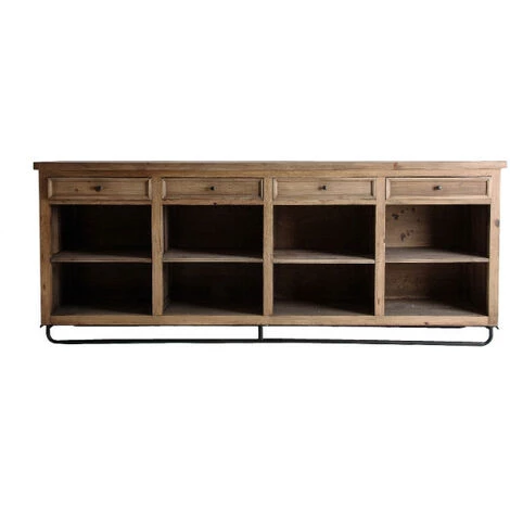 LES TENDANCES Comptoir De Bar 4 Tiroirs 8 Niches Pin Recyclé Massif Clair Coben 5 LES TENDANCES Comptoir De Bar 4 Tiroirs 8 Niches Pin Recyclé Massif Clair Coben – Image 3