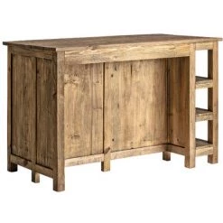 LES TENDANCES Comptoir De Bar 2 Portes 2 Tiroirs Pin Massif Recyclé Clair Lo -Table haute et bar Soldes 41998454 5