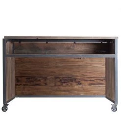 LES TENDANCES Comptoir De Bar Pin Massif Recyclé Foncé Villa -Table haute et bar Soldes 41998457 2