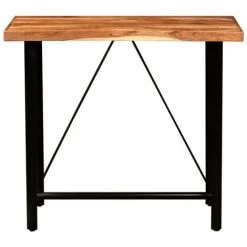 TRUE DEAL Ensemble De Bar 5 Pcs Bois Solide Et Cuir Véritable 11 TRUE DEAL Ensemble De Bar 5 Pcs Bois Solide Et Cuir Véritable -Table haute et bar Soldes 42169094 5