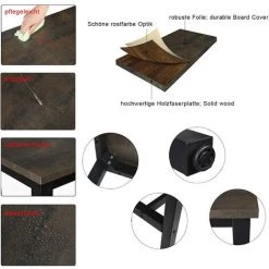 WOLTU 1 X Table De Bar + 2 X Tabourets De Bar Robuste -en MDF Et Métal - 140x40x100cm.Noir+Rouille -Table haute et bar Soldes 42213415 4