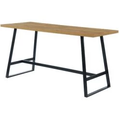 BAïTA Table Haute YBA Effet Chêne Et Métal Noir 200cm - Bois