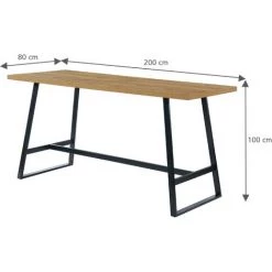 BAïTA Table Haute YBA Effet Chêne Et Métal Noir 200cm - Bois -Table haute et bar Soldes 42332984 5