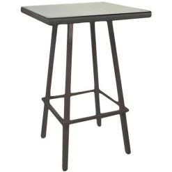 VACCHETTI Table De Bar En Polyrotin Adila Noyer Carré 70x70x107h Cm