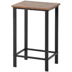 ORGANNICE Ensemble De Table De Bar, Table De Bar Et Chaises En Bois De Fer, Table Et Chaises De Cuisine, Table Haute Et Tabouret De Bar, Restaurant, Table Haute En Bois Foncé - Brun -Table haute et bar Soldes 44090077 4