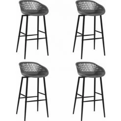 TRUE DEAL Ensemble De Bar 5 Pcs Noir Et Gris -Table haute et bar Soldes 44460679 5