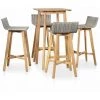 HAPPYSHOPPING Mobilier A Diner D'exterieur 5 Pcs Bois D'acacia Solide -Table haute et bar Soldes 44633308 1