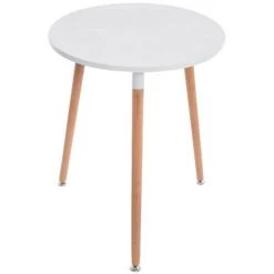 DéCOSHOP26 Table De Cuisine Petite Table D'appoint Ronde 3 Pieds En Bois Clair Ø60 Cm - Noir