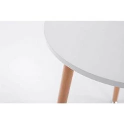 DéCOSHOP26 Table De Cuisine Petite Table D'appoint Ronde 3 Pieds En Bois Clair Ø60 Cm - Noir -Table haute et bar Soldes 4481926 3